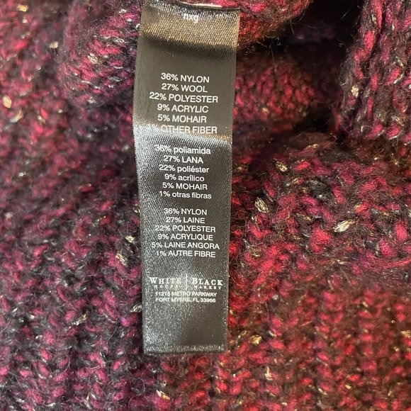 White House Black Market Poncho Sweater Mohair Wool Marled Knit Belted Metallic - Picture 10 of 13